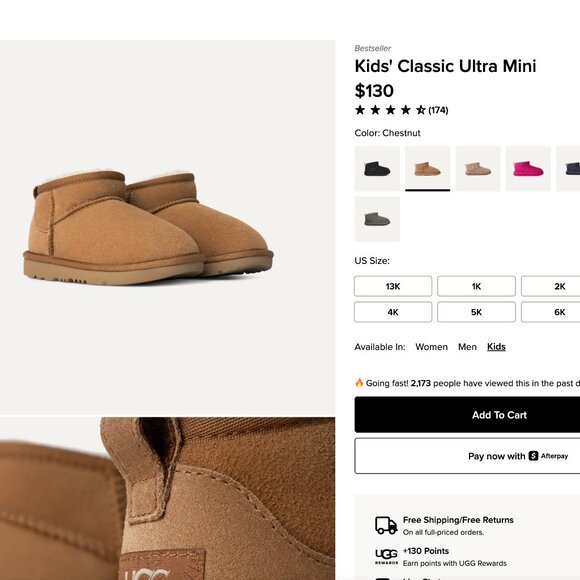 NWOB UGG classic ultra mini boots kids